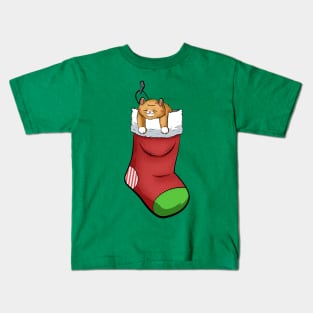 christmas sock cat Kids T-Shirt